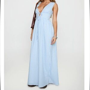 NWOT Blue Gingham Maxi Dress